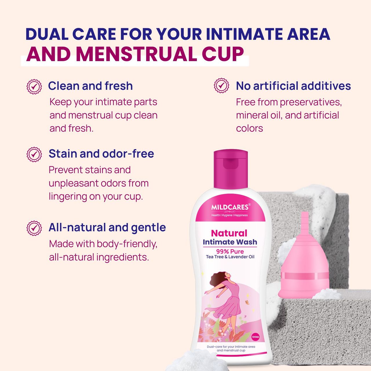 Mildcares Menstrual Hygiene Kit Combo Of 4 Products - Medium