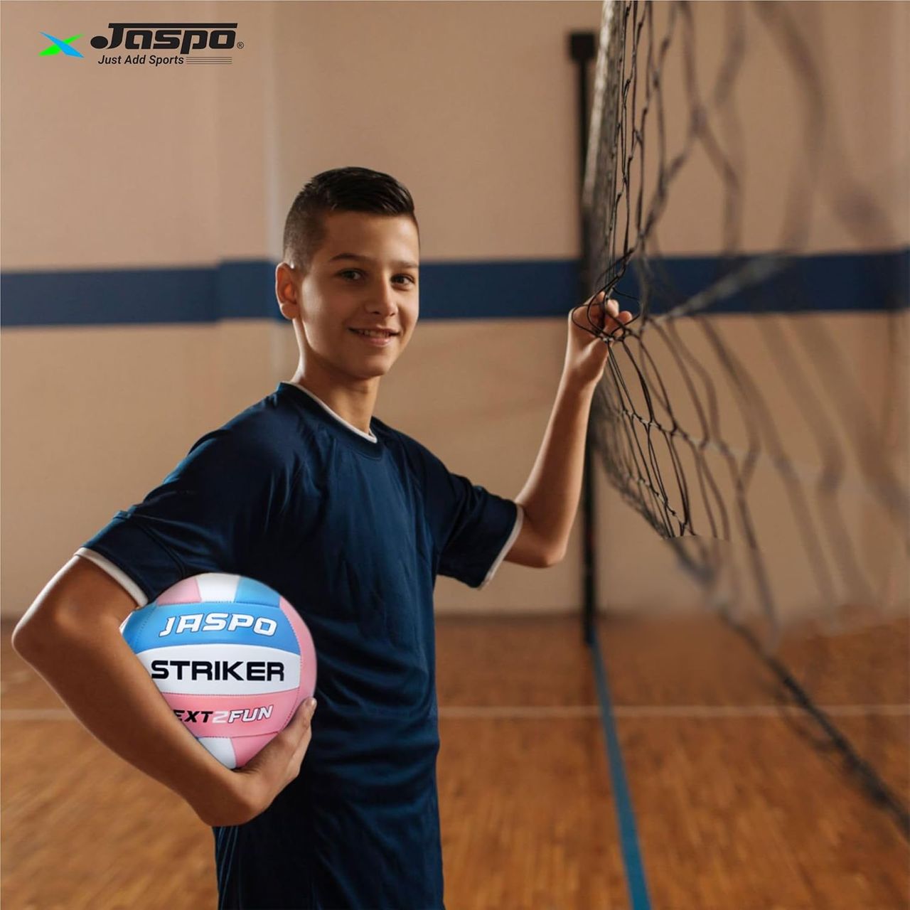 Jaspo Soft Touch Recreational Leather Volleyball with Hand Air Pump,Machine Stitched Size 5,Striker