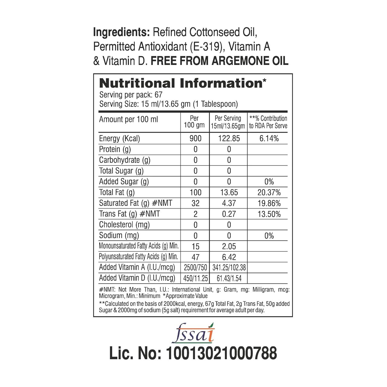 Vimal Refined Cottonseed Oil