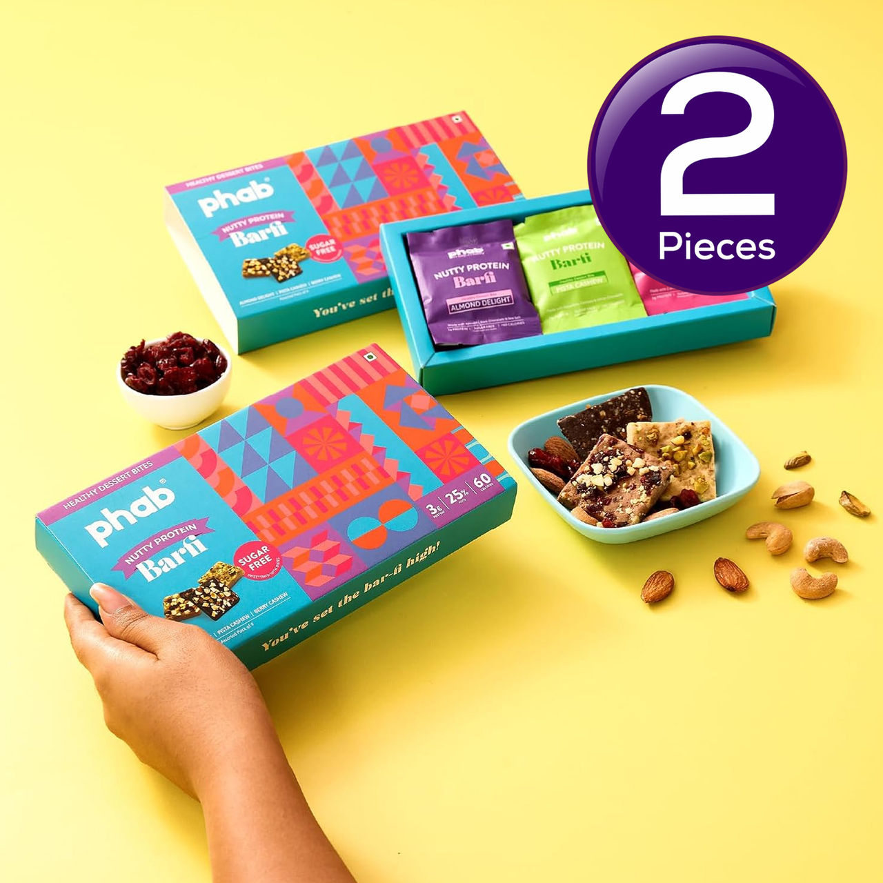 Phab Nutty 3g Protein Barfi Sugarfree 180 g Combo