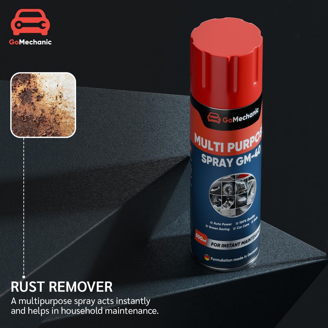 Premium1 Wash & Wax (200ml) & Gomechanic Multipurpose Lubricant Spray 400Ml-Advanced Formula For Rust Prevention (1pc) Combo
