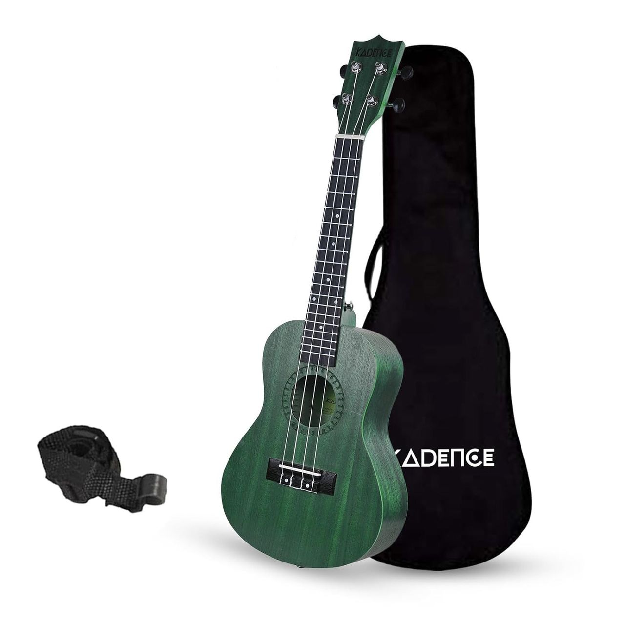 Kadence Concert Ukulele 23 Inch - Fluorocarbon Strings | Matte Finish | Strap & Bag | Green