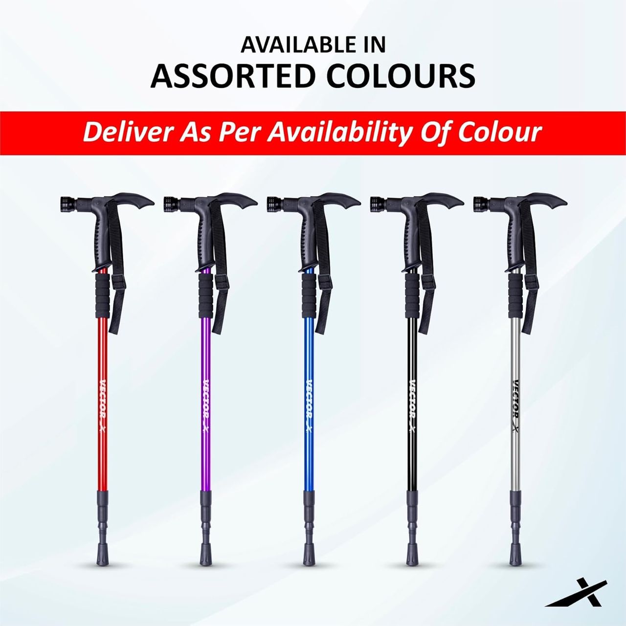 Vector X Trekking Poles Shock Absorbing Adjustable Hiking Or Walking Sticks For Hiking - Assorted