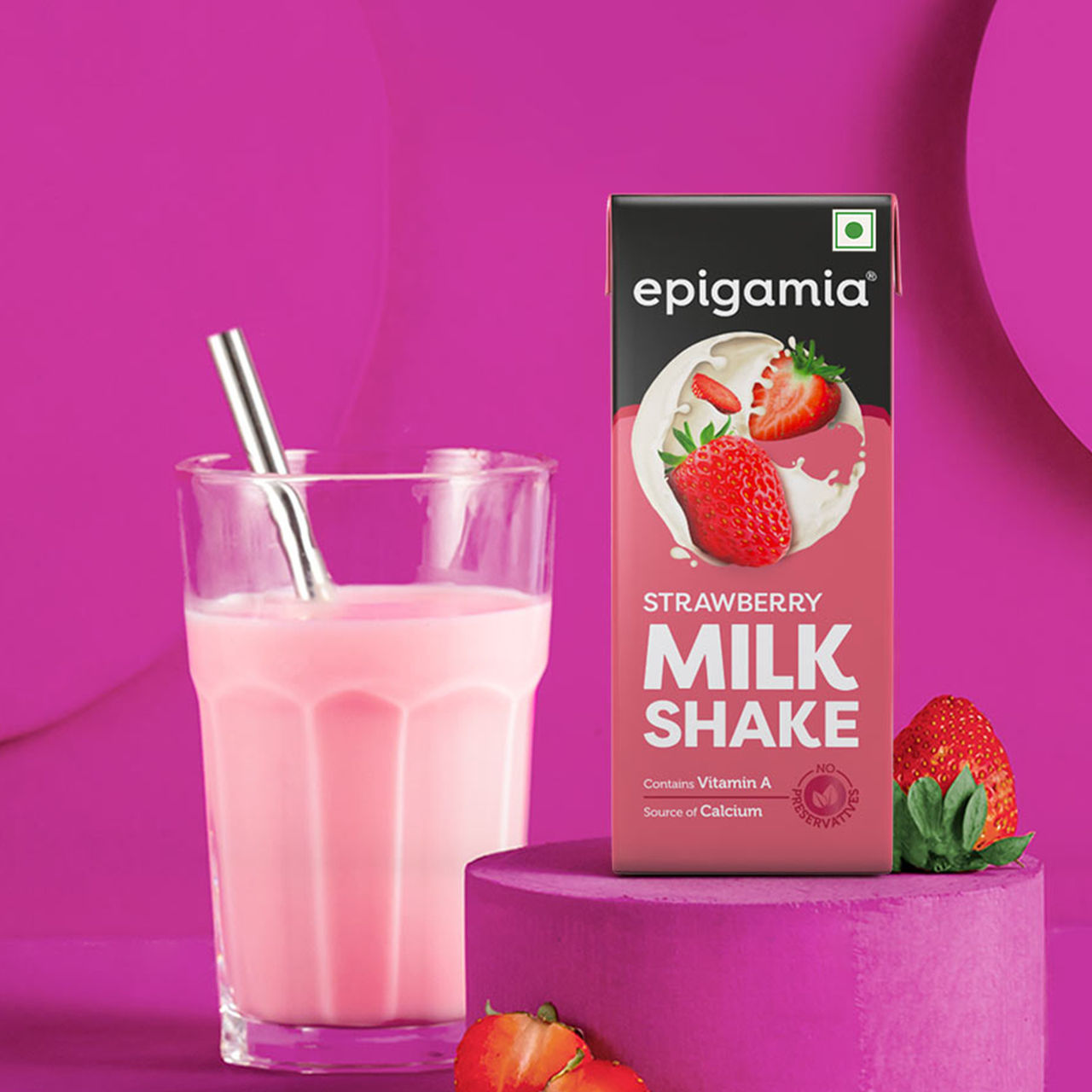 Epigamia Milkshake - Strawberry Tetrapack 180 ml Combo
