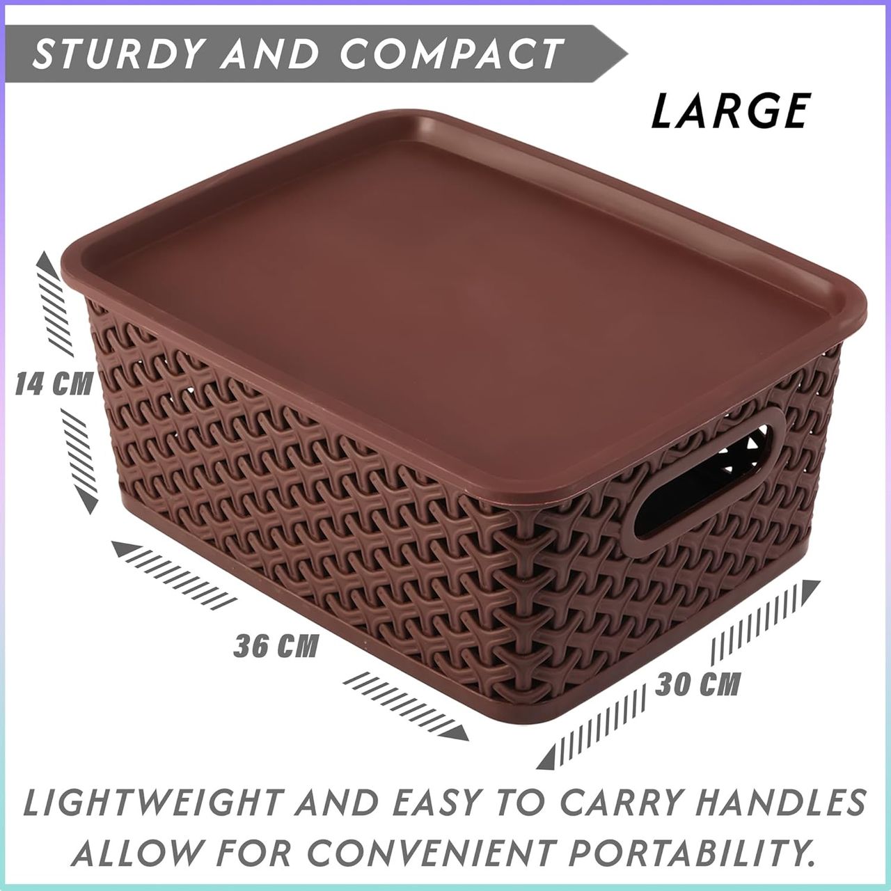 Kuber Industries Pack of 3 Multipurpose Solitaire Medium Storage Basket with Lid|Multi