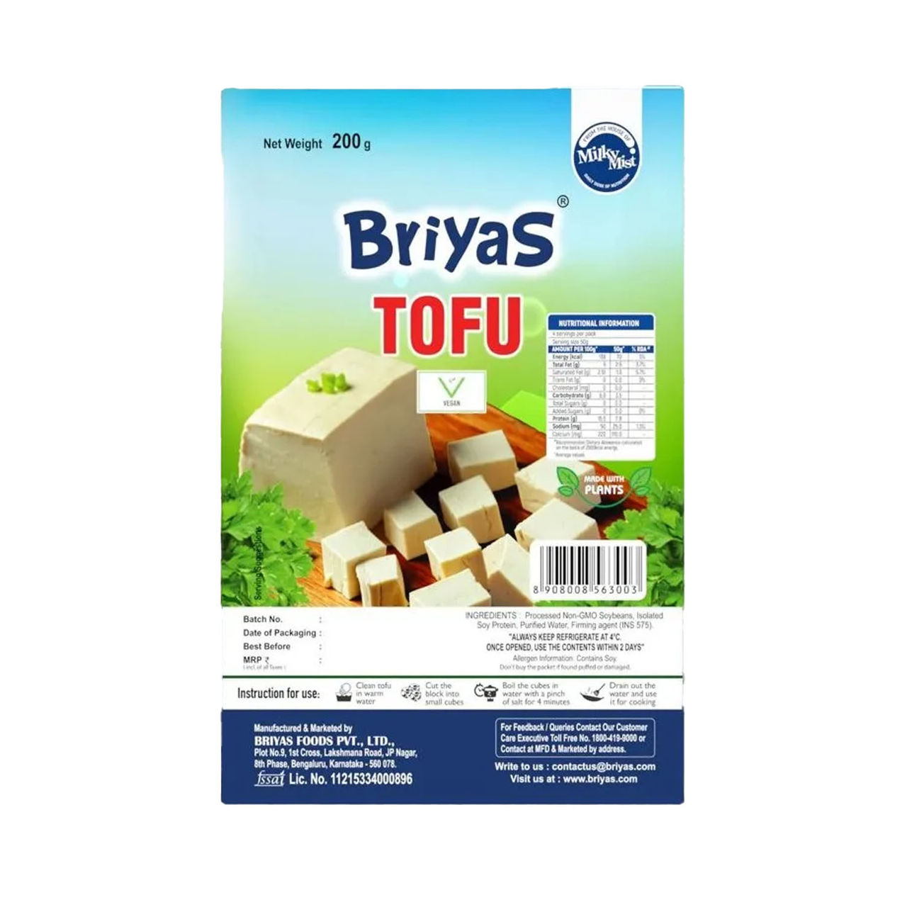Milky Mist Briyas Tofu Paneer