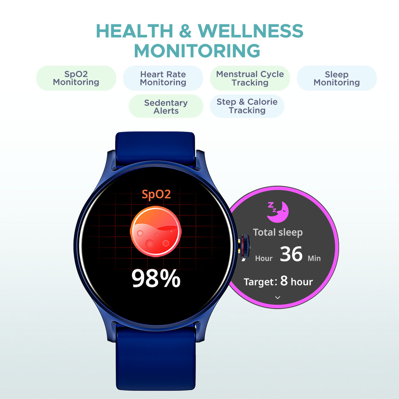 boAt Lunar Vista Smartwatch | 1.52" Display | Functional Crown - Vista Deep Blue