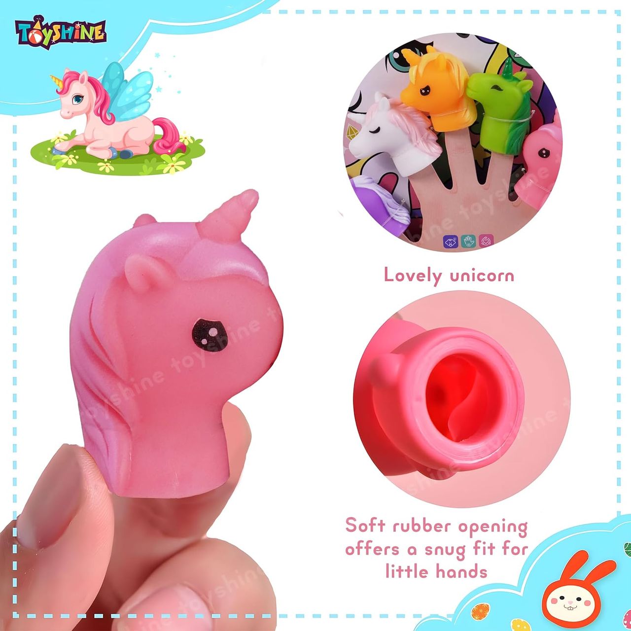 Toyshine 5 Pc Cute Unicorn Interactive Storytelling Safe & Non-Toxic Baby Finger Puppet Toy Set