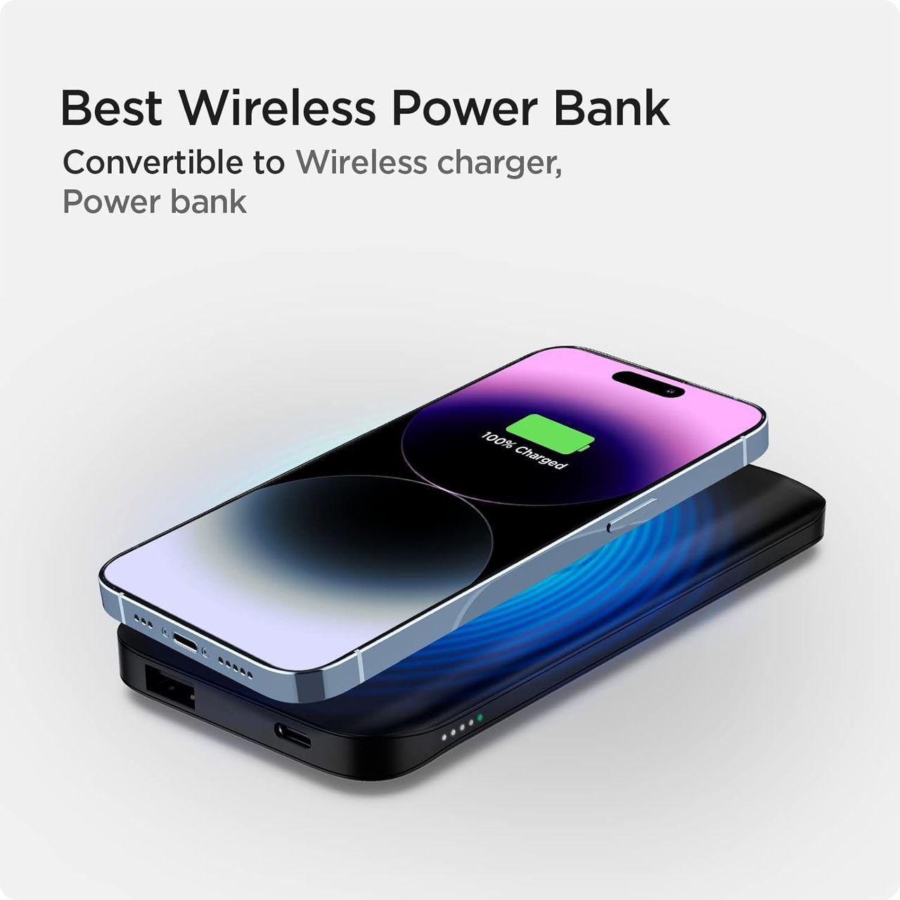 Spigen 2in1 10000 mAh Wireless Charging Power Bank , USB-A|USB-C 20W Fast Charging, w C-to-C cable