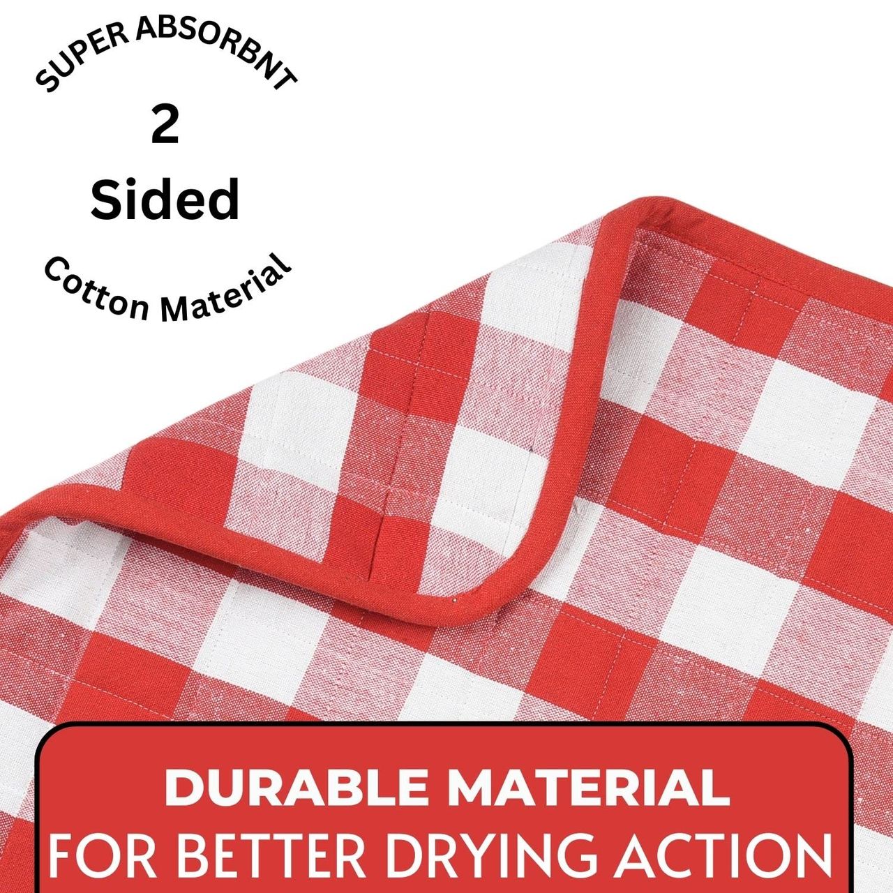 Lushomes Dish Drying Mat - Red Checks | 18 x 24 inch
