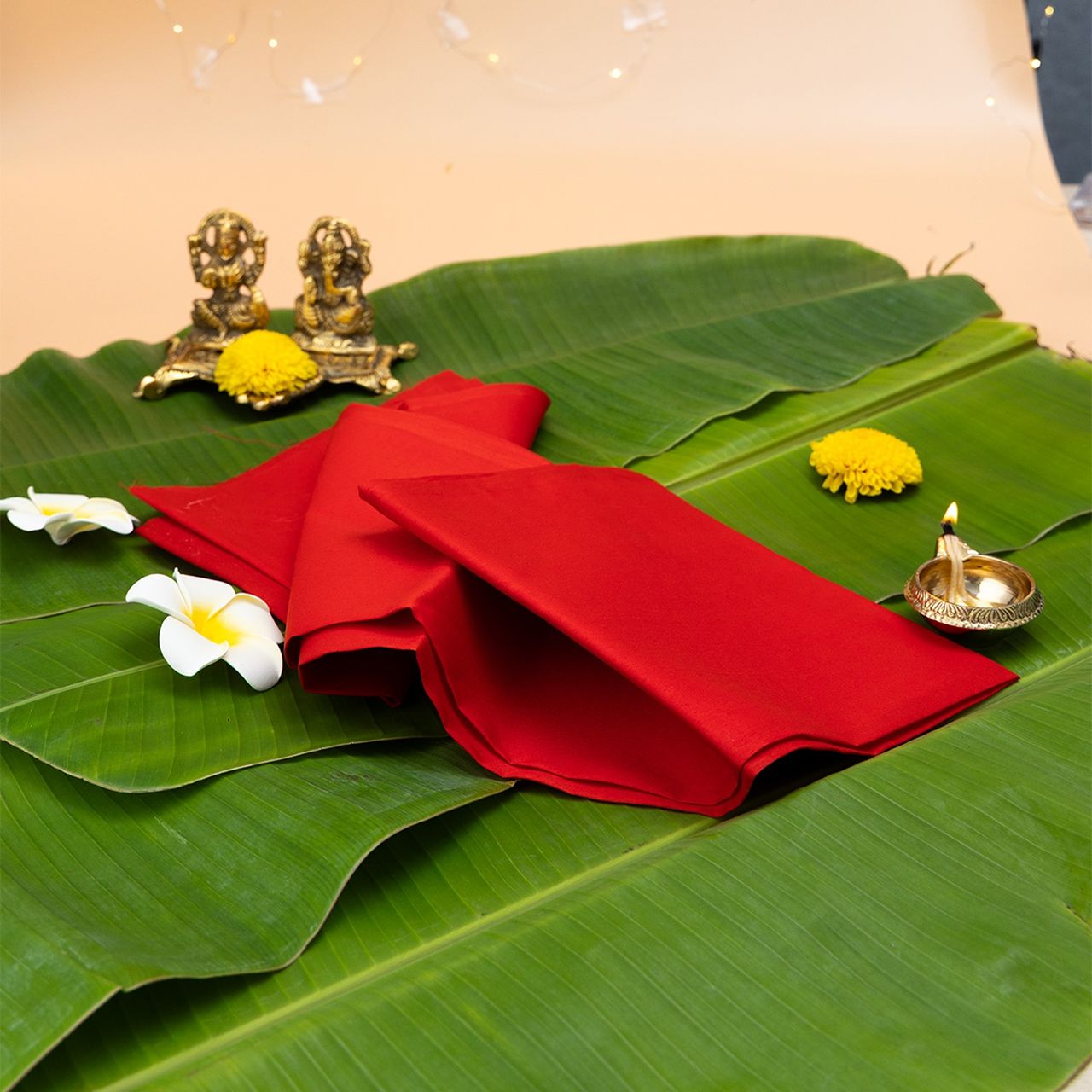Jai Kashi Pooja Cloth - Red | 1.25 m x 0.8 m
