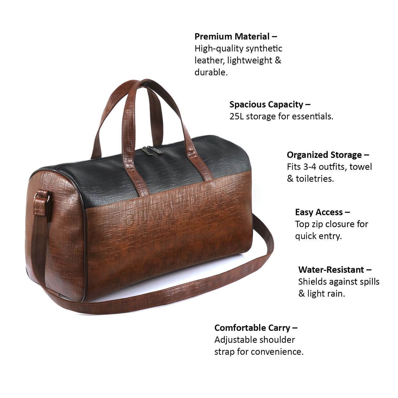 Gilmore Oak Unisex Spark Duffle Bag - Tan | 27 Liters Capacity