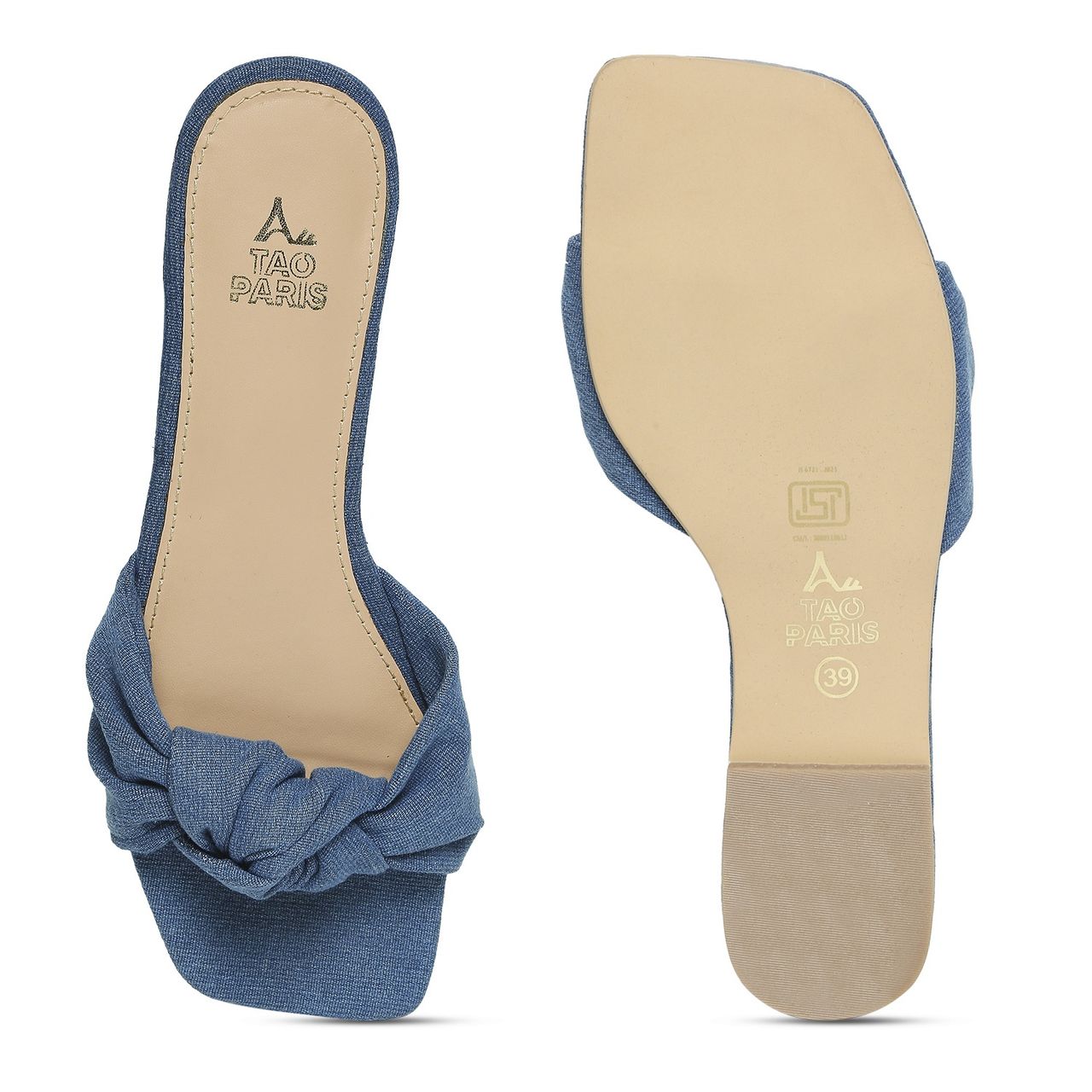 Tao Paris No Back Strap Open Toe Flats Women's Dark Blue | UK4