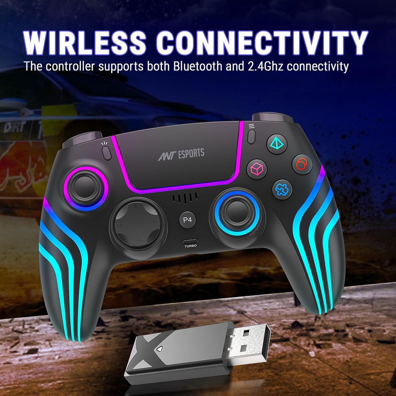 Ant Esports Gp400 Rgb Wireless Controller Six- Axis Sensor,Upto 12 Hrs. Play Time, 1000Mah Battery