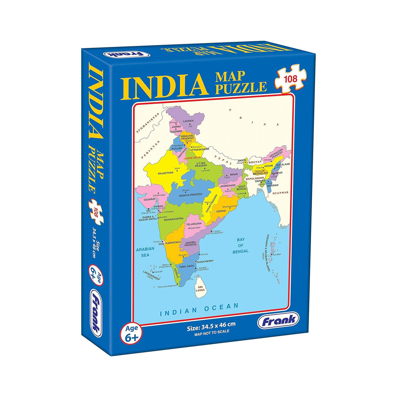 Frank India Map Puzzle - 108 Pieces Jigsaw Puzzle