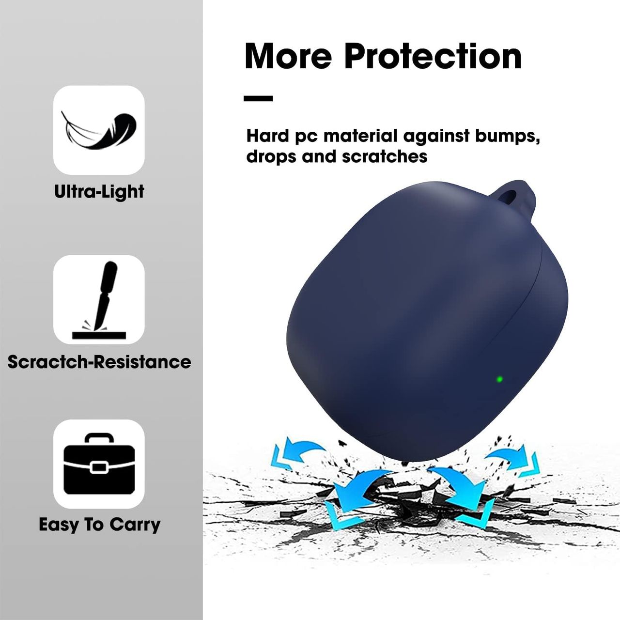 Sounce Silicone Case Cover for Samsung Galaxy Buds 2 | Scratch-Resistant | with Carabiner | Blue