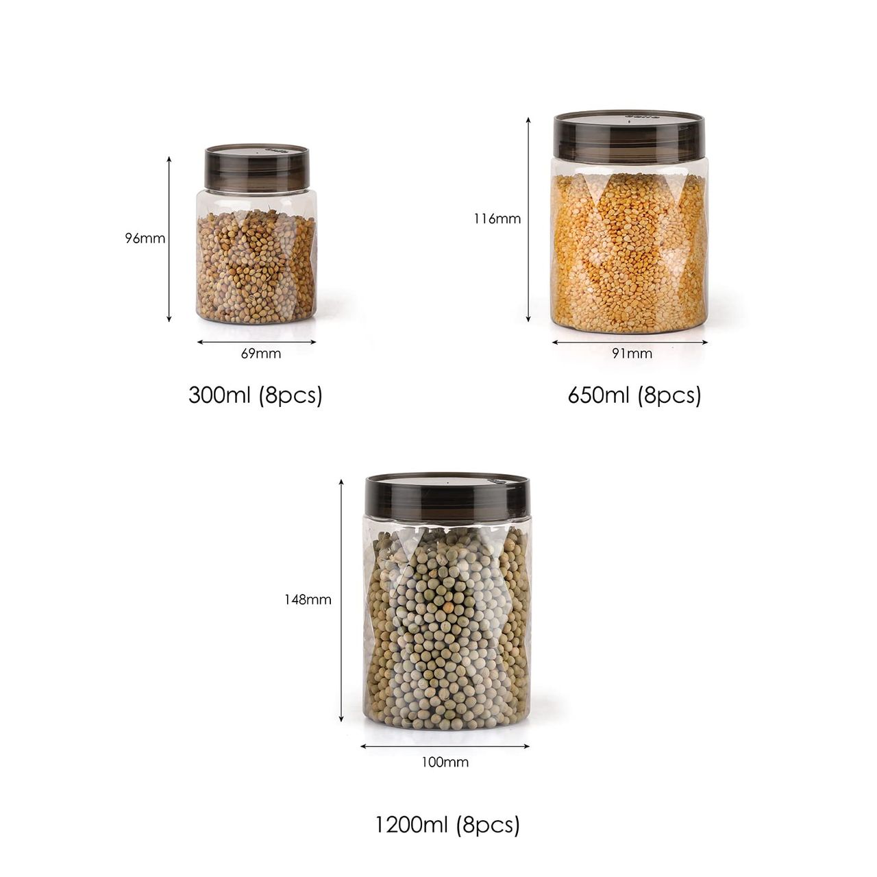 Cello Diamond Plastic Kitchen Storage Container|Set Of 24| Clear|300 ml| 650 ml| 1200 ml