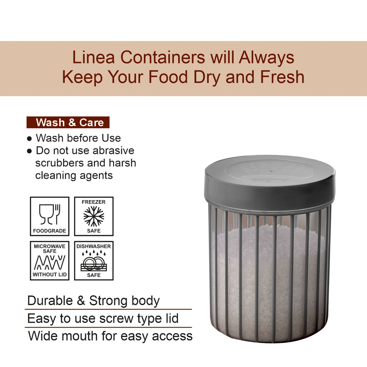 Joyo Better Home Linea Container 780 Ml (3 Pcs Set)- Grey