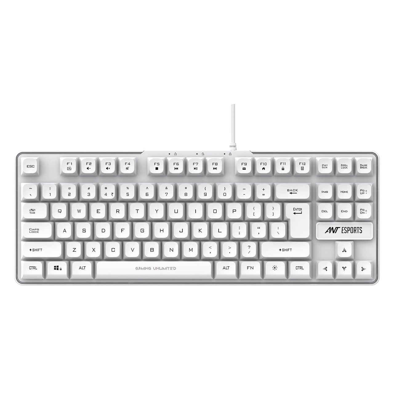 Ant Esports Mk700 V2 Membrane Tkl Wired,Waterproof Keyboard,Design And Work Mercury White