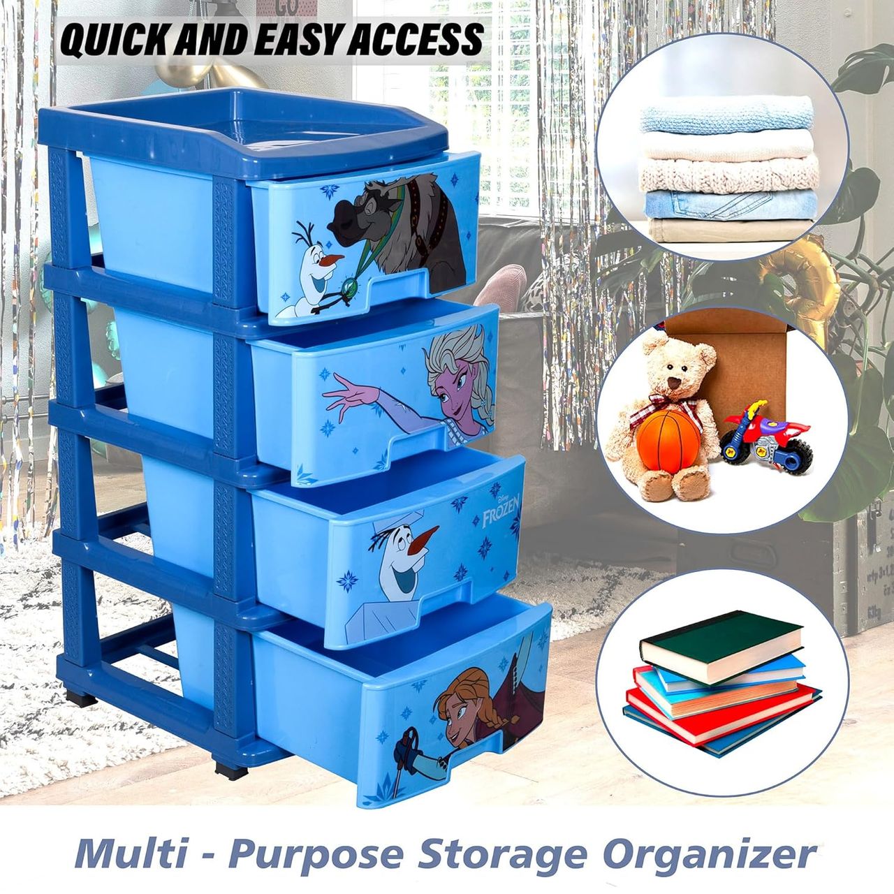 Kuber Industries Multiuses Plastic Modular 4 Drawer Storage Rack
