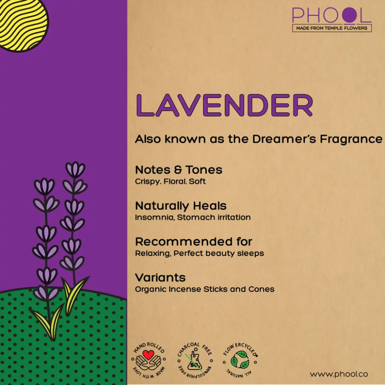 Phool Lavender Agarbatti 100% Natural Certified Incense Sticks