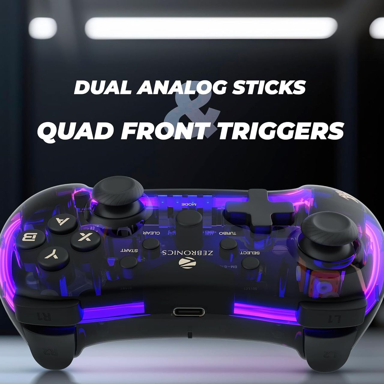 Zebronics Max Fury Wired Gamepad Rgb Dual Analog Stick Haptic Feedback Compat. Windows, Android