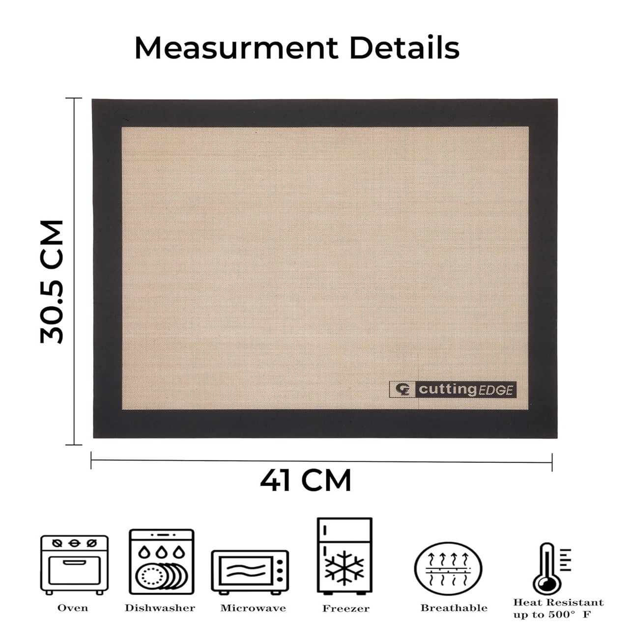 Cutting EDGE Silicone Baking Mat -Non-Stick Glass Fiber Sheet for Dought,Cookies & Macaroons-Medium