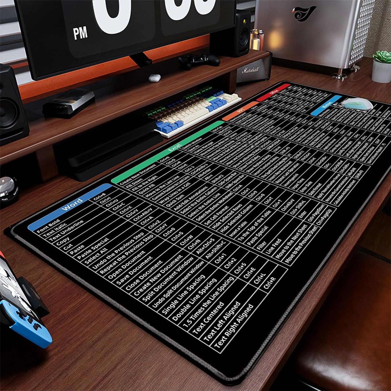 Striff Windows & Office Keyboard Shortcuts Desk Mat, Extended Size , Gaming Mouse Pad