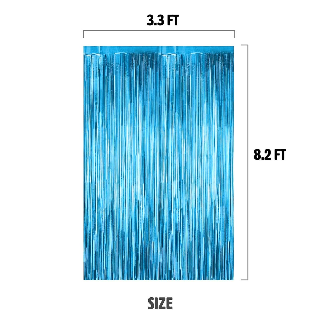Just Party Pack Of 2 Fringe Curtains Super Shiny | 3x6 ft Birthday Party Decoration Kit,Light Blue
