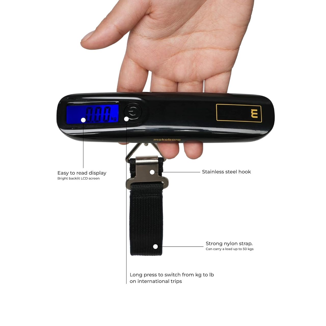 Mokobara Metal and Nylon Luggage Scale | Black