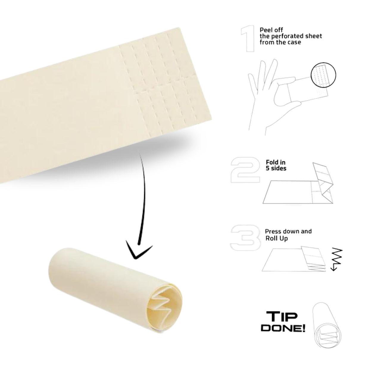 Raw Perforated Wide Tips/Roach Pad - 50 Leaves/Pack (1pc) & Elements King Size Slim Rolling Papers - 32 Leaves/Pack (1pc) Combo