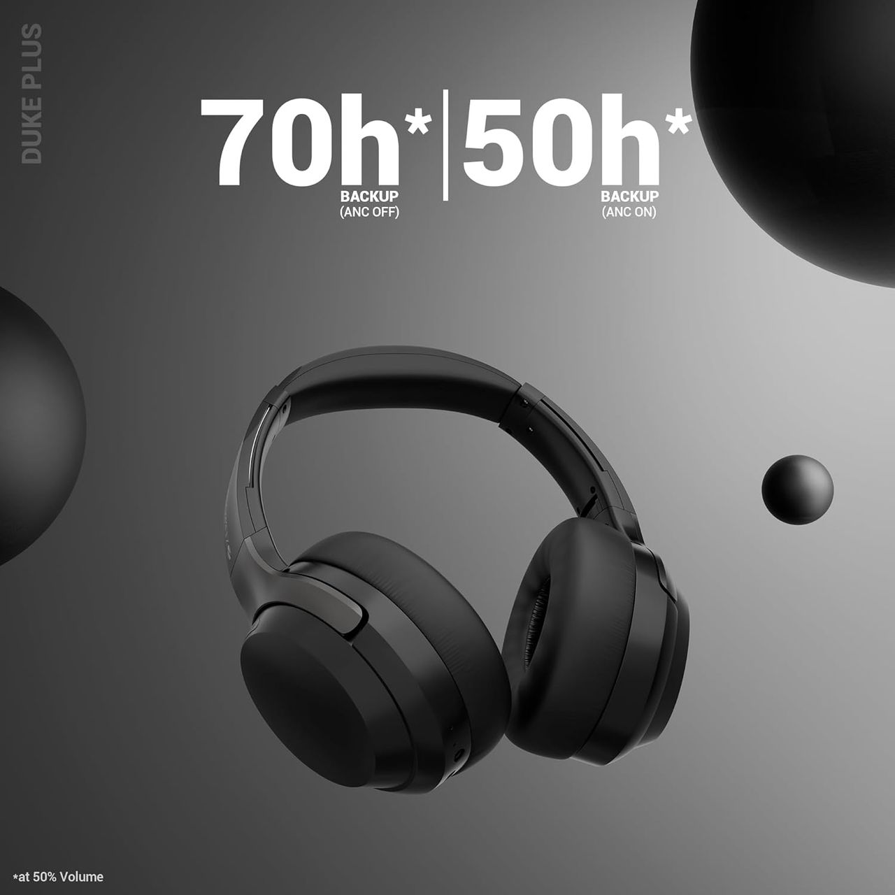 Zebronics Duke Plus BT Headphone, ANC, ENC, Gaming Mode, Dual Pairing, 70H, BT 5.4, AUX (Black)