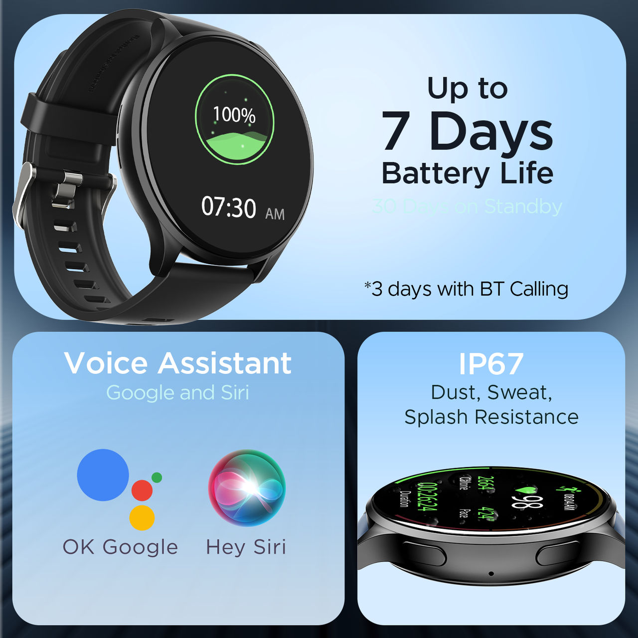 boAt Lunar Prime Smartwatch | 1.43" AMOLED Display | BT Calling - Charcoal Black