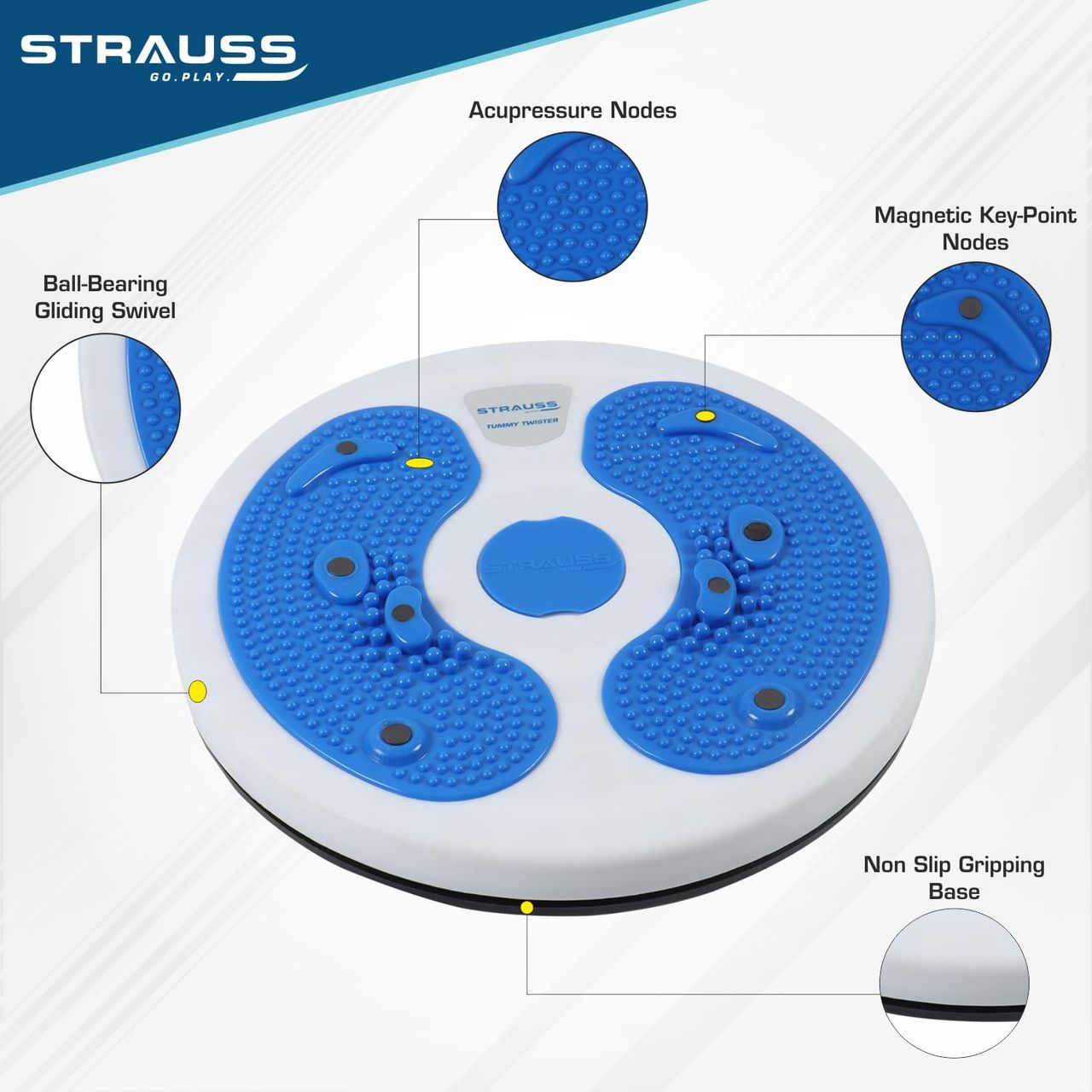 Strauss Tummy Twister, (White/Blue)