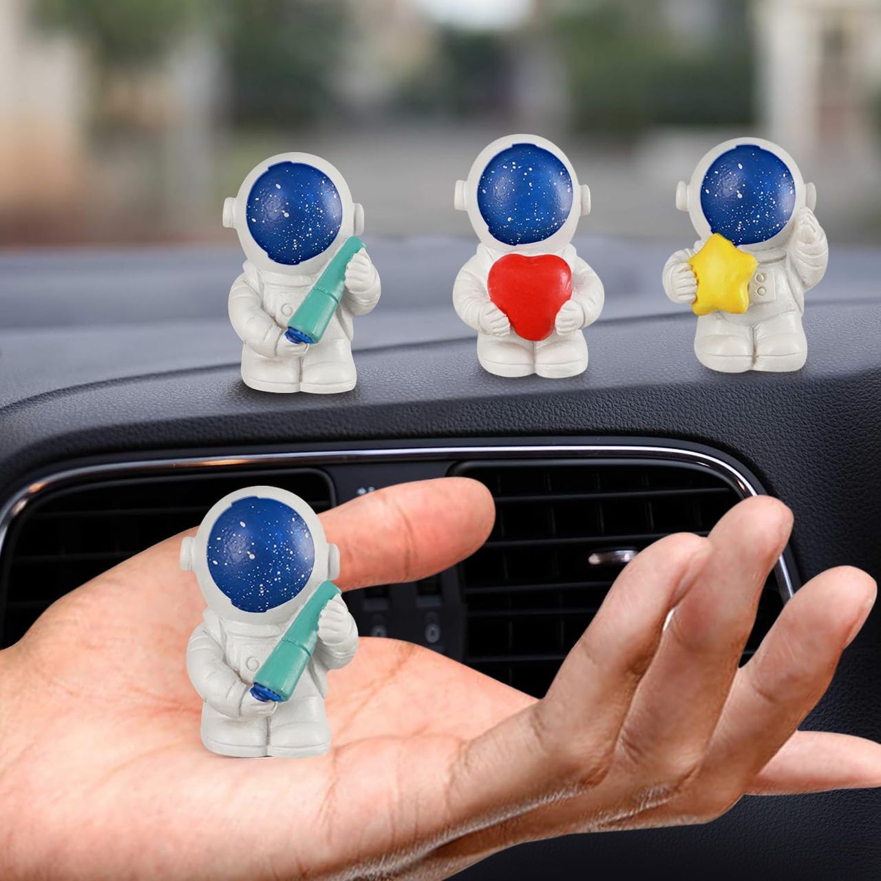 Tied Ribbons Astronaut Spaceman Statue Ornament Showpc | 3.8 cm | Set of 4