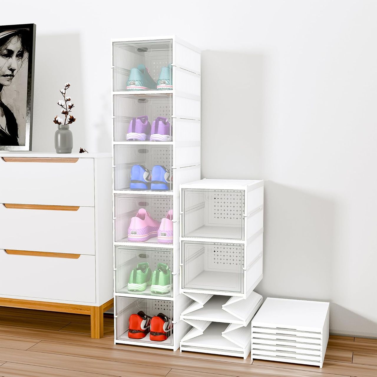 Kuber Industries (6-Layer) Foldable Storage Rack for Shoe | Slippers & Books | White