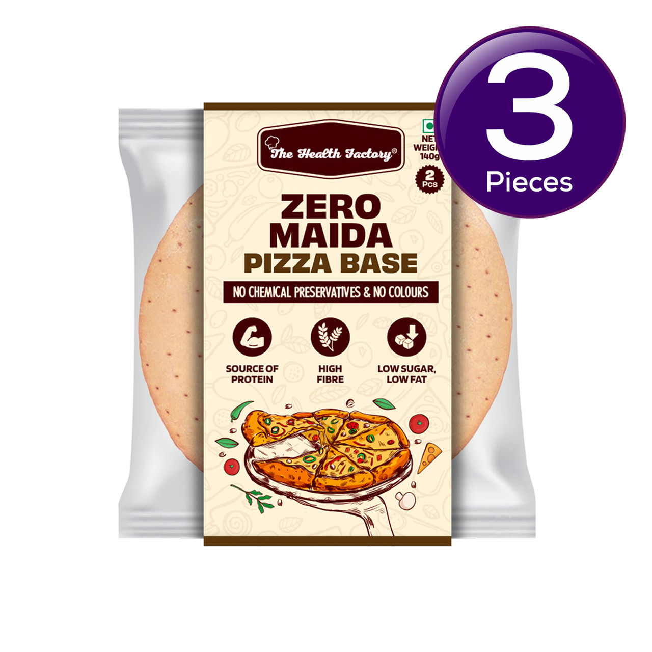 The Health Factory Zero Maida Pizza Base 140 g Combo