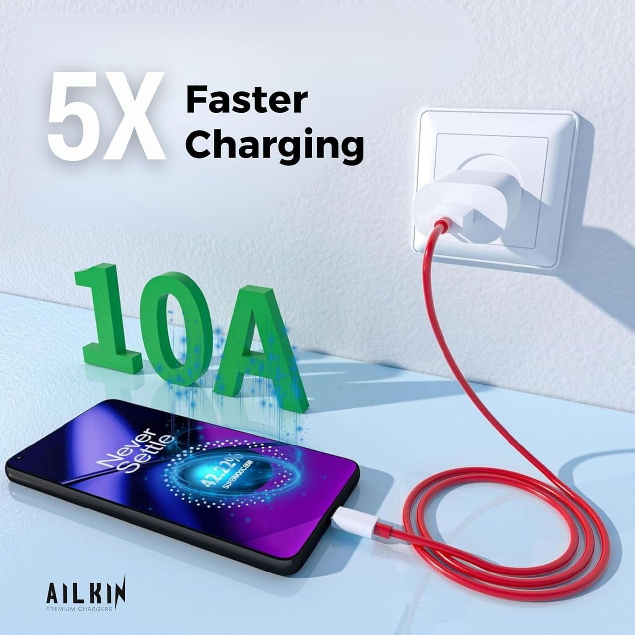 Ailkin 80W DASH | WRAP | SUPERVOOC Fast Charging Adapter Charging with Usb to Type C