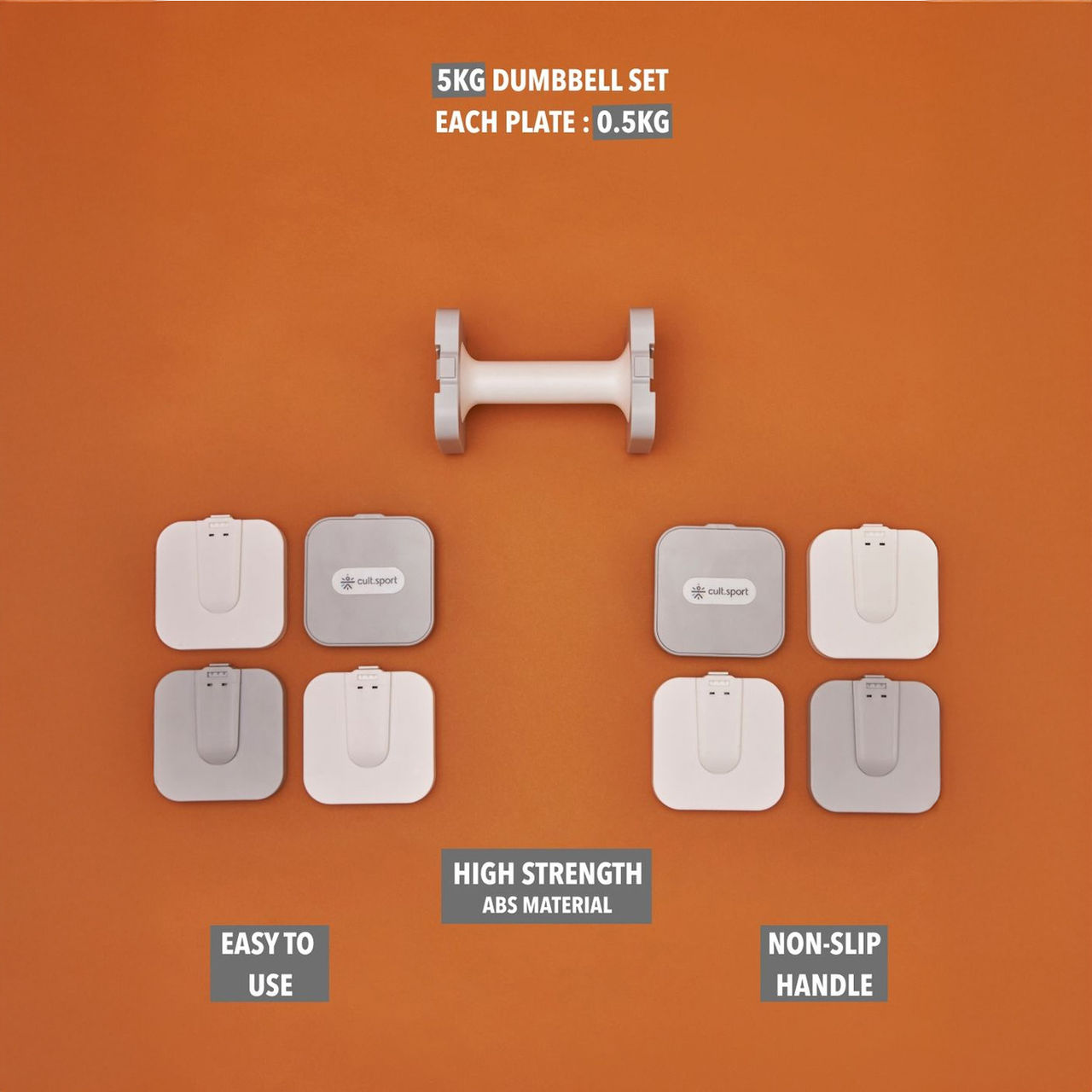 Cult 5 kg Adjustable Dumbbell Pair Derby Grey | Set of 2