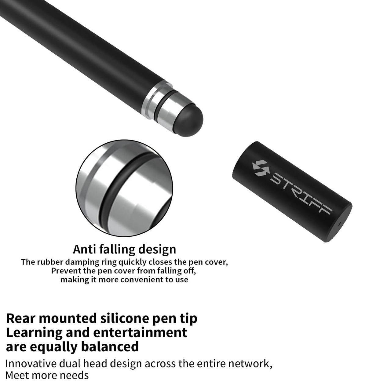 Striff Universal Capacitive Stylus, High-Precision Capacitive Pen For Touch Screen Devices-Black