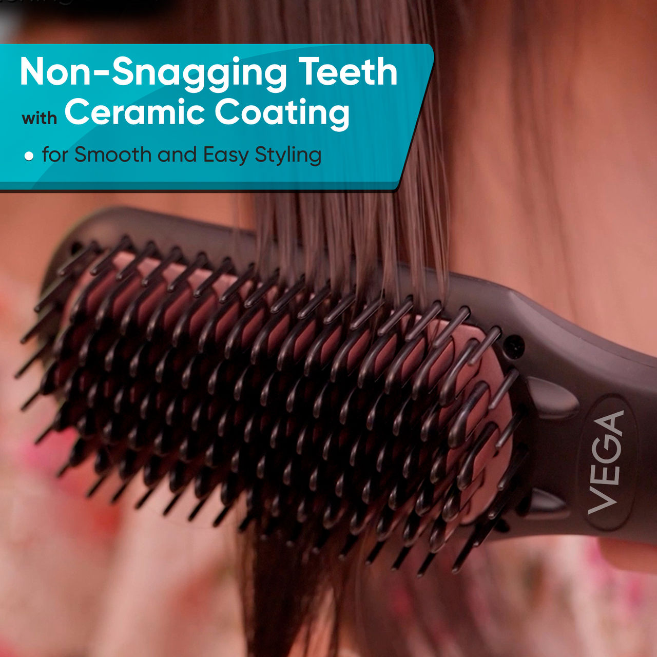 VEGA Hair Straightener Brush With Ionic&Thermoprotect Technology & 16 Temperature Settings,Vhsb-04