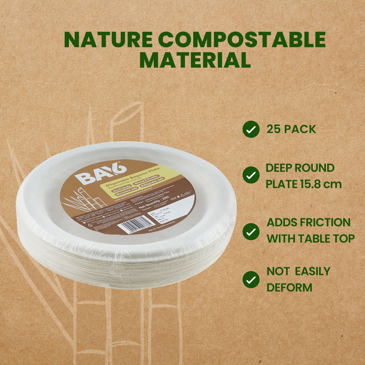 BAY6 Round Disposable Deep Plate - 6 Inch - Pack Of 25
