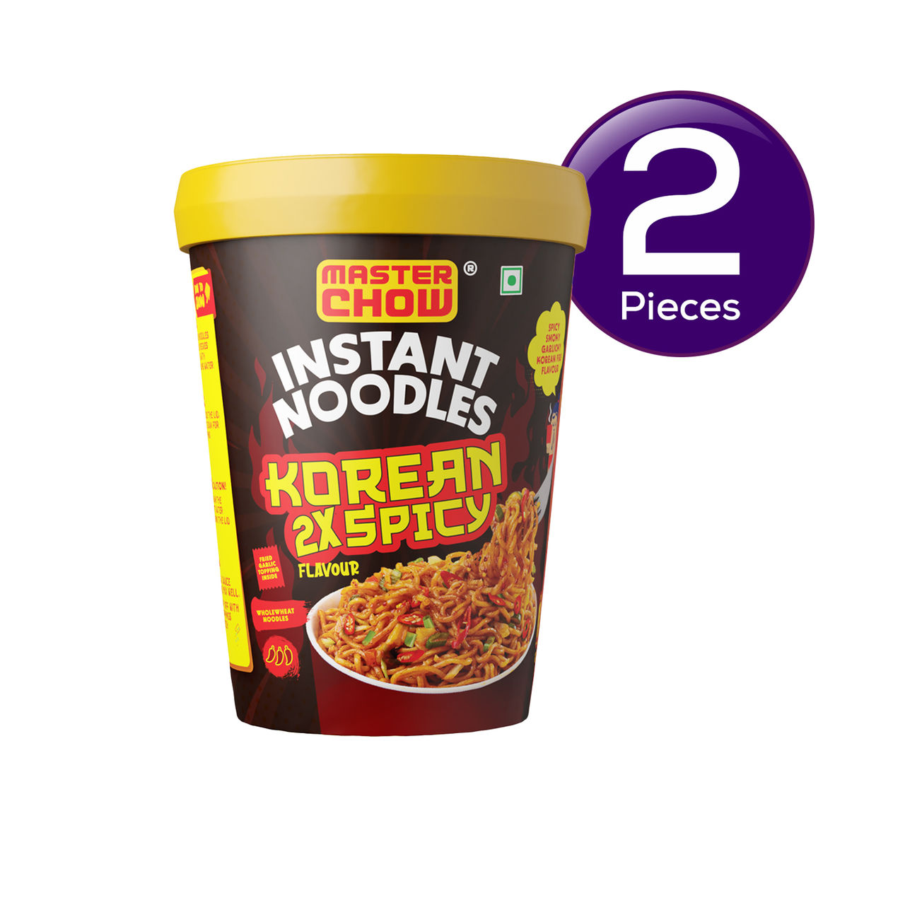 MasterChow Korean Instant Cup Noodles - Korean 2X Spicy Flavour Veg 100 g Combo