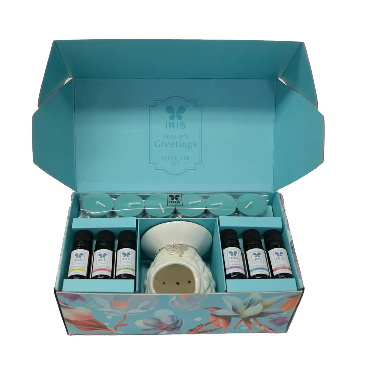 IRIS Fragrance Vaporizer Giftpack With 6 Assorted Oils And Tealights