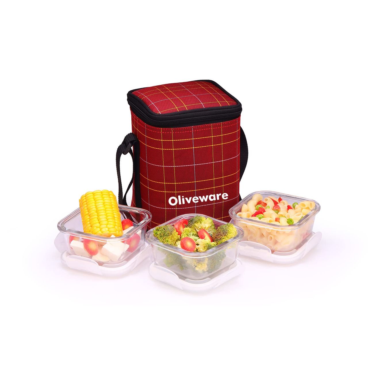 Oliveware Spyker Glassware Square Lunchbox - Red