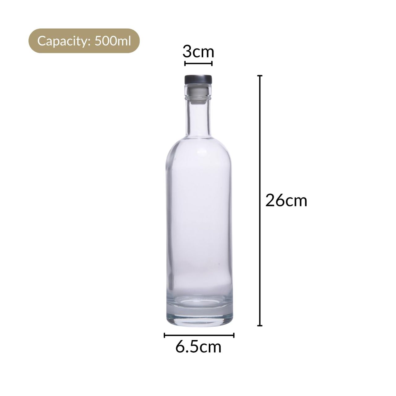 Nestasia Glass Water Bottles with Stopper - Set of 4 (500ml each)