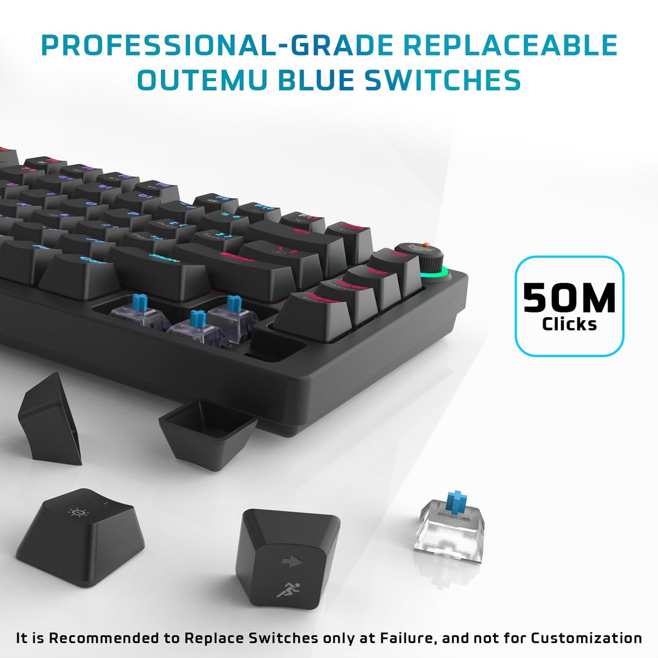 EvoFox Katana X2 TKL Wired Mechanical Gaming Keyboard Blue Switch - Black