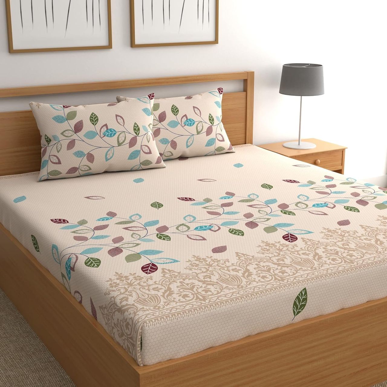 CG HOMES Double Bedsheet With Two Pillow Covers | Design Db650