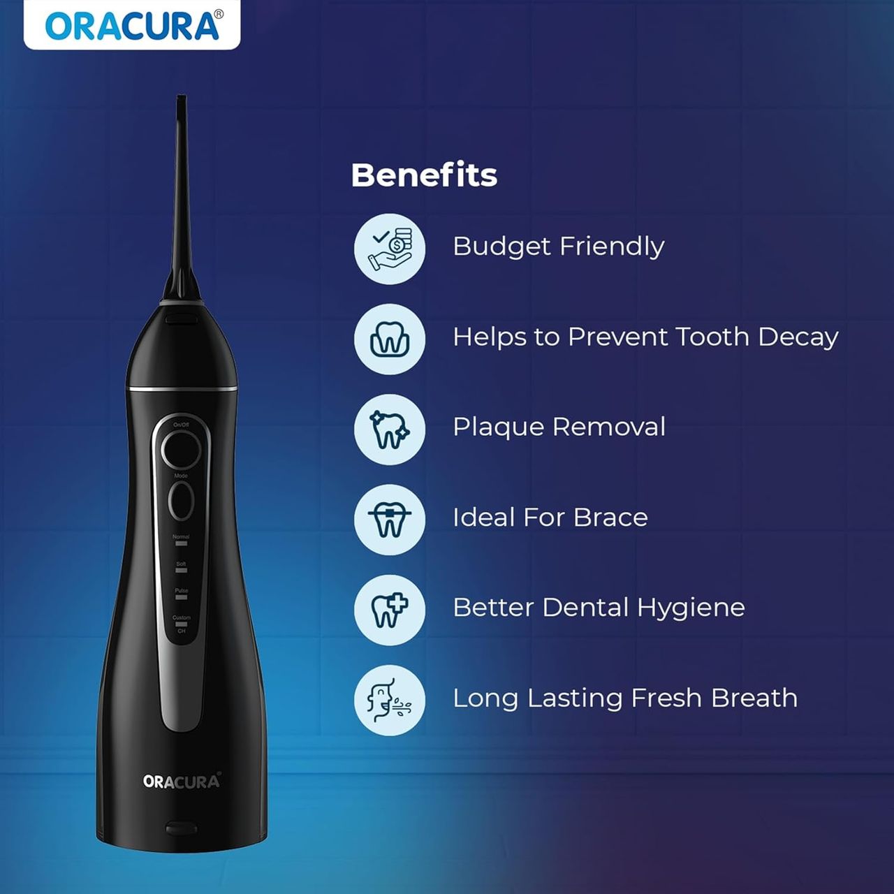 Oracura Oc200 Lite Smart Plus Water Flosser Black