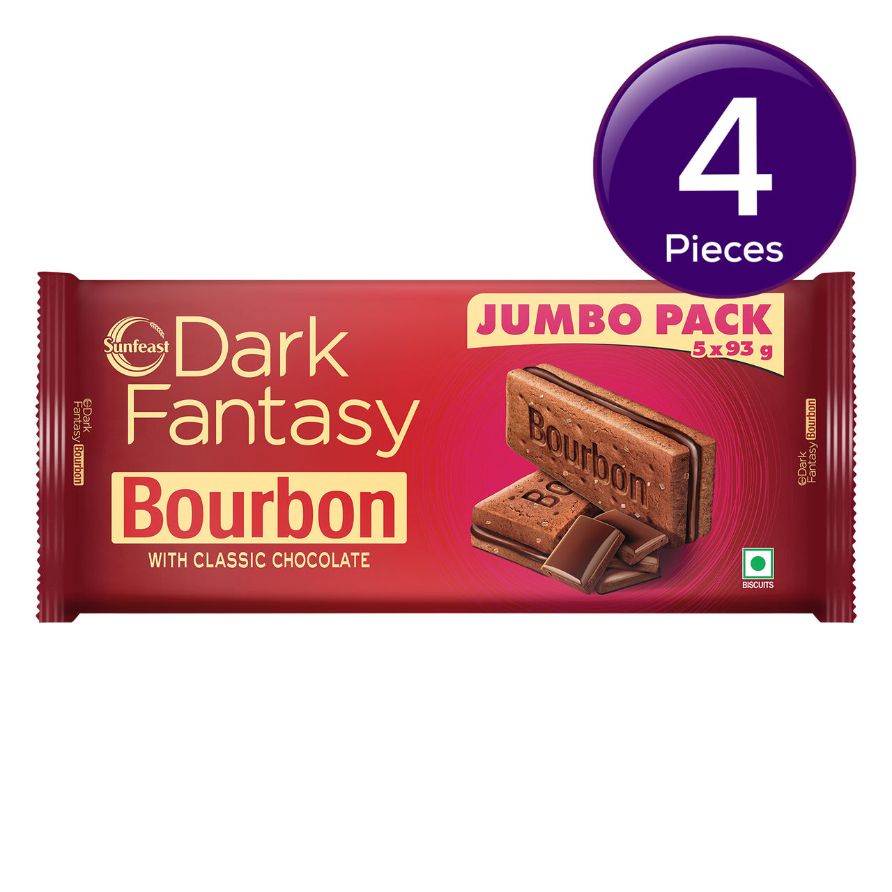 Sunfeast Dark Fantasy Bourbon, Classic Biscuit Made With Real Chocolate 465 g Combo